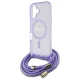 Guess iPhone 16 vāciņš Crossbody Cord Script MagSafe, violets