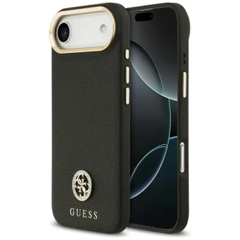 Vāciņš Guess Grained Strass Logo MagSafe, iPhone Air, melns