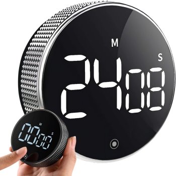 Digital kitchen timer with stopwatch and magnet, black