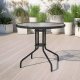 Multigarden SC-072 apaļš dārza galds 80 cm ar stikla virsmu un saulessarga atveri, melns