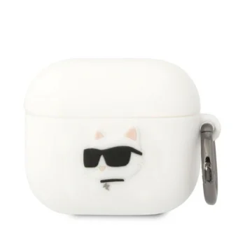 Чехол Karl Lagerfeld Silicone Choupette Head 3D для AirPods 3, Белый