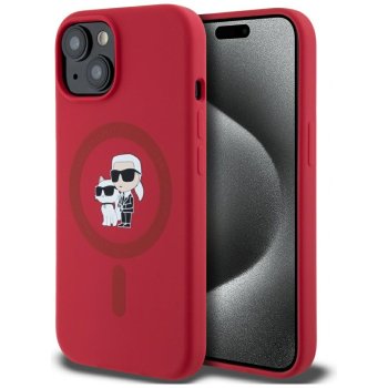 Чехол Karl Lagerfeld Silicone Karl&Choupette MagSafe для iPhone 15, Красный