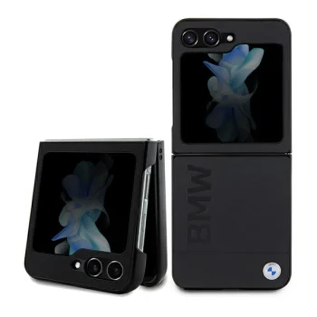 BMW Samsung Galaxy Z Flip 5 Case Leather Hot Stamp, Black