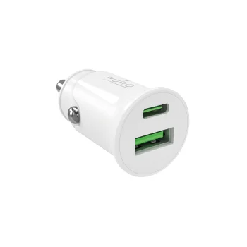 Автомобильное зарядное устройство Puro Pro Lite 1x USB-A + 1x USB-C 20W, белое