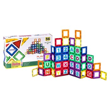 Магнитные плитки 3D Буквы и Цифры Playmags 168 - 36 шт. в наборе