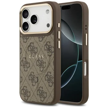 Guess 4G PU Classic Logo MagSafe Maciņš ar MagSafe iPhone 17 Pro tālrunim – brūns | Phone Case Cover