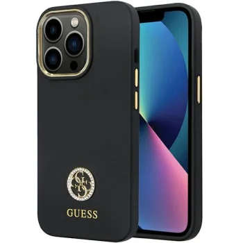 Apple iPhone 13 Pro Max 6.7'' Guess Silicone Logo Strass 4G Case Cover (GUHCP13XM4DGPK), Black | Чехол Кейс...