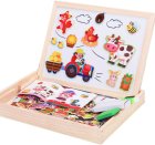 2-in-1 Magnetic Whiteboard & Chalkboard for Kids with Farm Puzzles Jhtoy-239