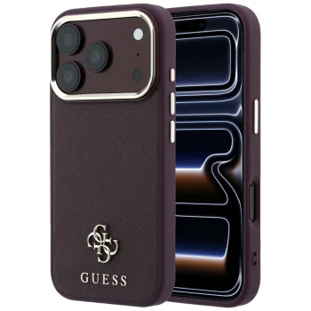 Guess vāciņš iPhone 18 Pro Max / 17 Pro Max Saffiano Small 4G MagSafe, bordo