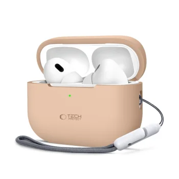 Силиконовый чехол Tech-Protect для Apple AirPods Pro 1 / 2, бежевый
