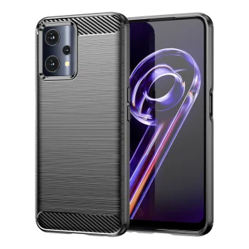 Realme 9 Pro vāciņš Carbon Case, elastīgs TPU apvalks, melns