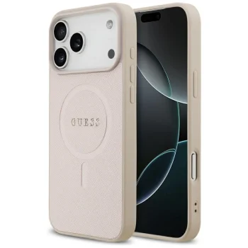 Guess iPhone 17 Pro Max vāciņš Saffiano Classic Logo MagSafe, rozā