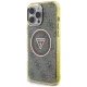 Чехол Guess IML Metal Glitter 4G Circle Triangle MagSafe для iPhone 16 Pro, коричневый