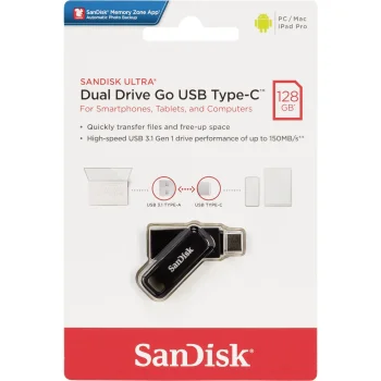 SanDisk Ultra Dual Drive Go 128GB USB Type-C zibatmiņa SDDDC3-128G-G46, melna