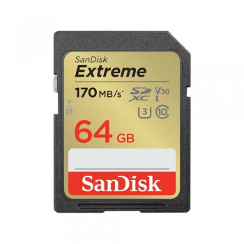 SANDISK EXTREME SDXC 64GB 170/80 MB/s UHS-I U3 memory card (SDSDXV2-064G-GNCIN)