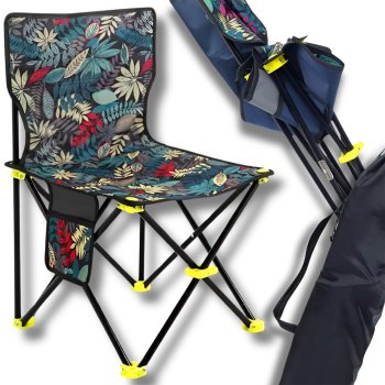 Складной рыболовный и туристический стул со спинкой и карманом