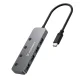 Wozinsky WHS080YSS 4 portu USB-A 3.0 centrmezgls ar slēdžiem un USB-C kabeli, pelēks