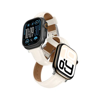 Кожаный ремешок AmazingThing Class Band для Apple Watch 45 / 46 / 49 мм, светло-бежевый