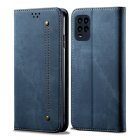 Xiaomi Mi 10 Lite Retro Style Jeans Cloth Case Cover with Card Slots, Blue | Telefona Maciņš Vāciņš Apvalks Grāmatiņa
