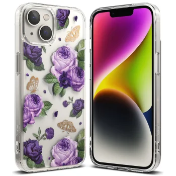 Чехол Ringke Fusion Design для iPhone 14 Plus, FD637E29, прозрачный (Purple Rose)