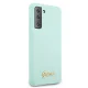 Чехол Guess для Samsung Galaxy S21+ Silicone Script Metal Logo, синий