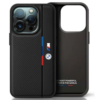 BMW M perforēts trīskrāsu detaļu līnijas korpuss iPhone 16 Pro - melns | Perforated Tricolor Detail Line Case for...
