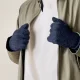 Вязаные перчатки для смартфона с прорезями для пальцев, черные