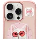 Nimmy iPhone 16 Pro Max vāciņš Glasses Cool Cat MagSafe, rozā