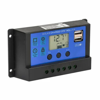 Saules uzlādes regulators 60A PWM 12V 24V kontrolieris ar LCD displeju un 2x USB