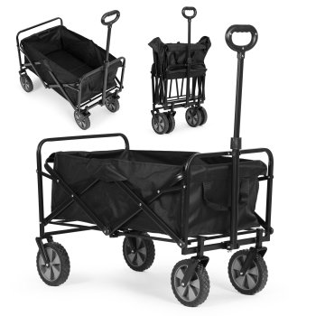 Saliekamais dārza un pludmales transporta ratiņš MultiGarden 47x105 cm, melns