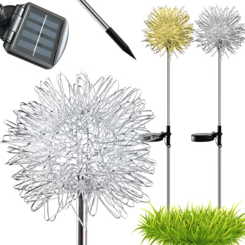 Solar Garden LED Lamps Dandelion Firework 70cm, Warm Light, 2 Pcs