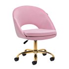 Velvet Swivel Beauty Chair 4Rico QS-MF18G, Pink