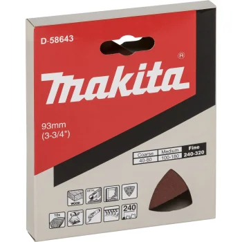 Delta slīppapīrs Makita K240 koksnei un metālam, 93 mm, 10 gab.