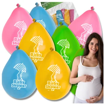 Bakalu Baby Shower krāsaini baloni, 8 gab., 30 cm