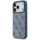 Guess Leather 4G Triangle Strass MagSafe vāciņš priekš iPhone 17 Pro — zils | Phone Case Cover