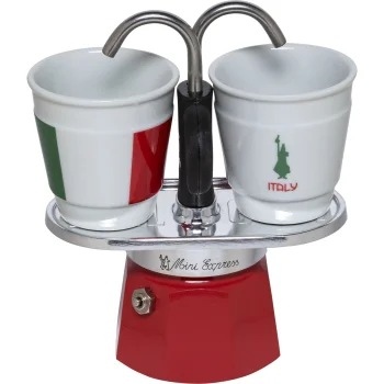Bialetti Mini Italia espresso kafijas automāta komplekts ar 2 krūzītēm