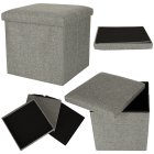 Saliekams Pufs Kaste ar Uzglabāšanas Nodalījumu, Pelēks | Folding Ottoman Padded Stool Storage Box