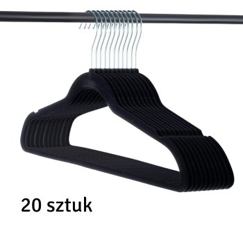 Velvet Clothes Hangers, 20 pcs, Black