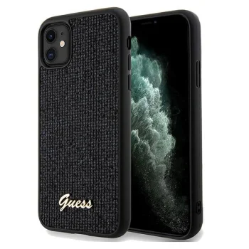 Guess iPhone 11 / XR vāciņš Disco Metal Script, melns