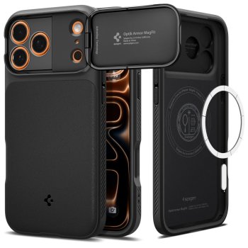 Spigen Optik Armor MagSafe Vāciņš iPhone 17 Pro - Melns | Camera Cover