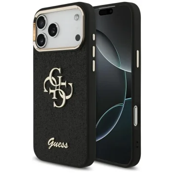 Guess Fixed Glitter Big 4G vāciņš iPhone 17 Pro Max, melns