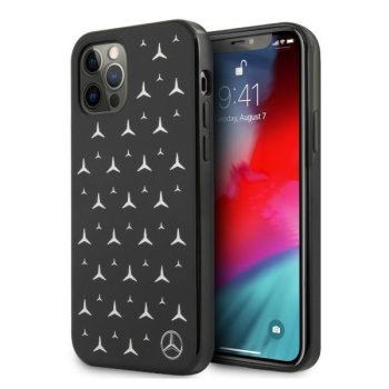 Чехол Mercedes для iPhone 12 Pro Max Silver Stars Pattern, черный