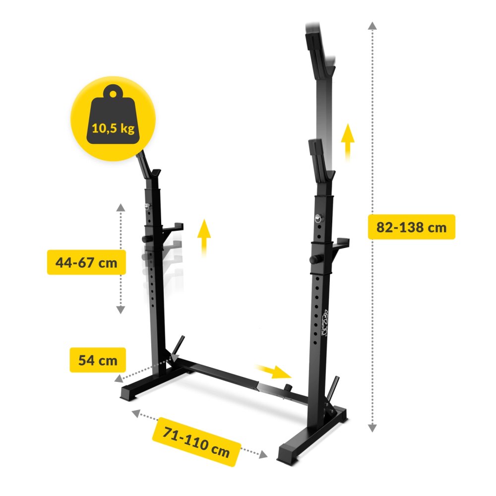Adjustable Barbell Rack PRO with Spotter Arms 4FIZJO (1)