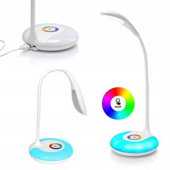 LED Desk Lamp with 256-Colour RGB Base and Touch Control, White