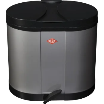 Wesco Eco-Double Bin atkritumu šķirošanas tvertne ar pedāli 2x15 l, sudraba