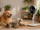 Adjustable Floor Fan with LED Display, Remote Control and Oscillation, White/Black