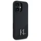 Karl Lagerfeld iPhone 16 vāciņš Silicone Shadow Metal Initial MagSafe, melns