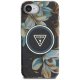 Чехол Guess IML Metal Glitter Flowers Triangle MagSafe для iPhone 16e, Черный