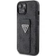 Чехол Guess Grip Stand 4G Triangle Strass для iPhone 15 - черный