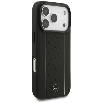 Кожаный чехол Mercedes Star Pattern Stripes MagSafe для iPhone 17 Pro, черный